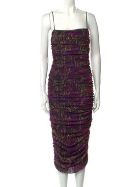 John Richmond Strapless Purple and Black Dress